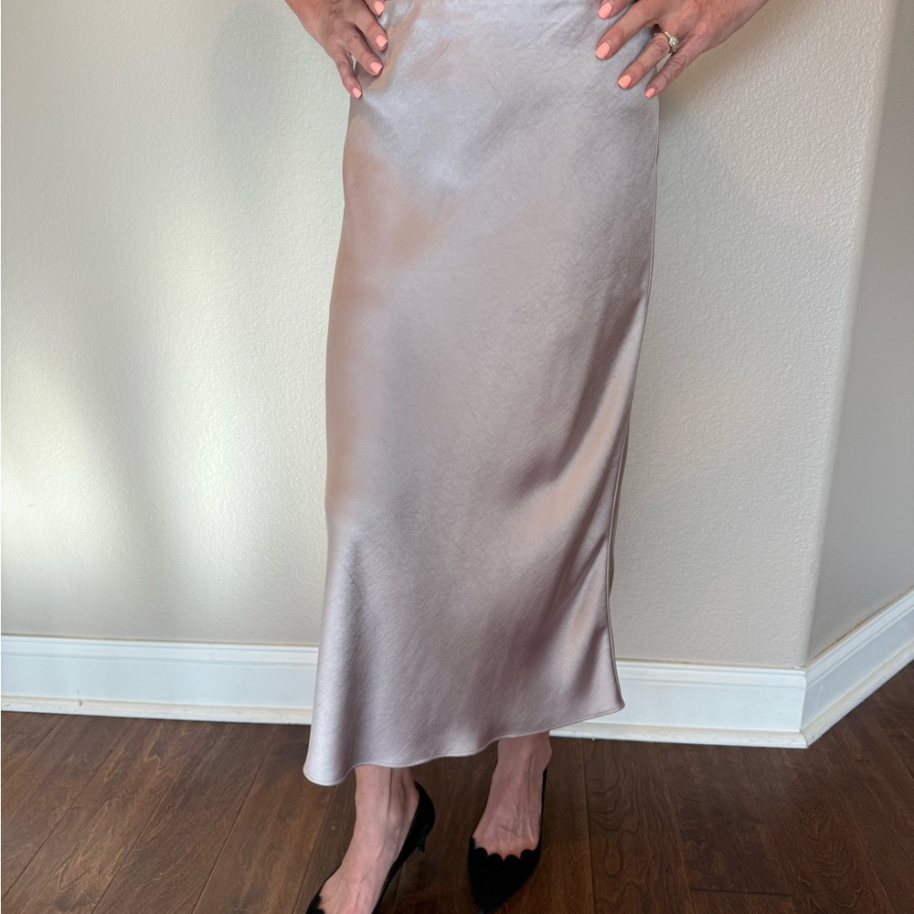 Elegant Silver Satin Skirt
